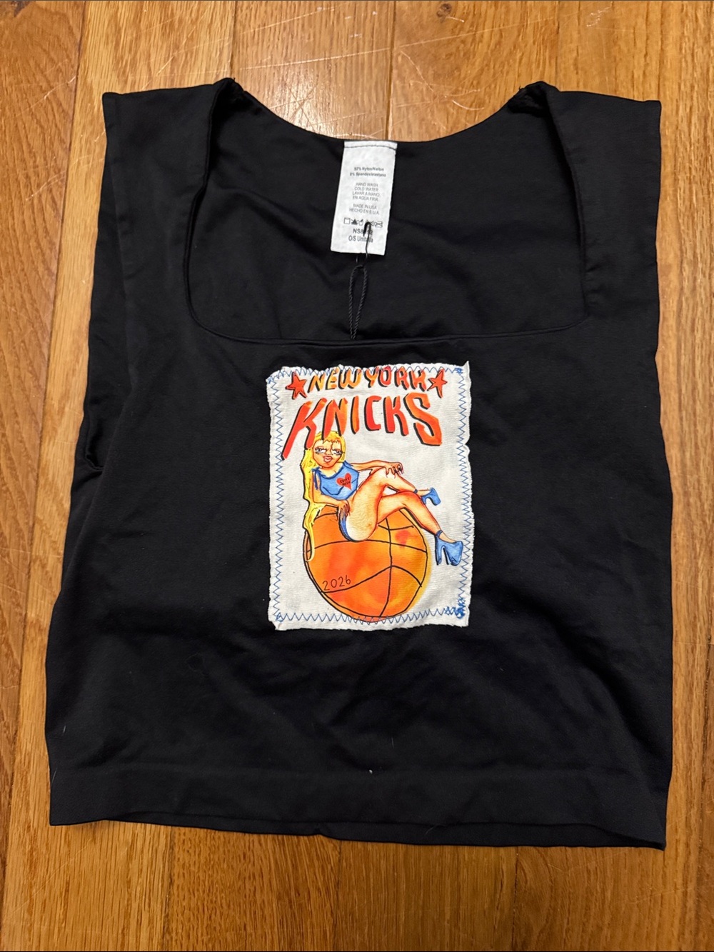 Black Tank Top with Colorful New York Knicks Patch
